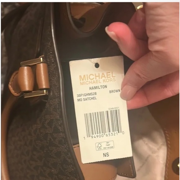 Michael Kors Hamilton Brown and Gold Satchel with Signature Monogram